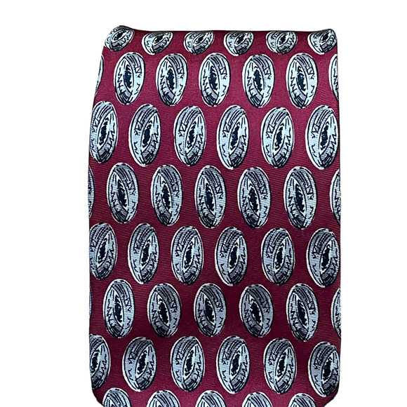 Robert Talbott Mens Tie Red With Tan Black Geometric 100% Silk 57"L X 3.5"W - Picture 2 of 6